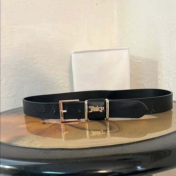 Juicy Couture Signature Logo Belt, Size S/M, Black/Gold - Picture 1 of 6